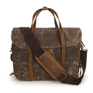 Custom Vintage Laptop Waterproof Sling Tote Satchel Single Shoulder Crossbody Bag Waxed Canvas Messenger Bag for Men