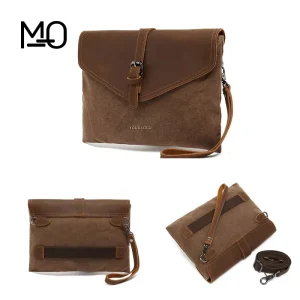 Custom Vintage Leather Crossbody Messenger Bag Men Durable Lightweight Mini Business Sling Clutch Fashion Style Embossed Logo