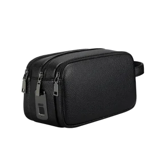 Custom Vintage Men’s Business Clutch Bag Soft PU Leather Waterproof Large Capacity Handbag with Zipper Closure
