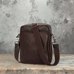 Custom Vintage Travel Waterproof Small Real Leather Crossbody Messenger Sling Bag Men Shoulder Bag