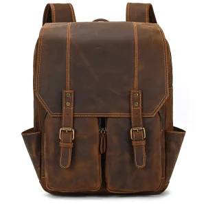 Custom Vintage Waterproof Genuine Leather Nylon Men’s Fashion Backpack Large Capacity Multi Functional Travel Bag