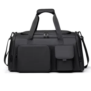 Custom Waterproof Portable Large Fitness Black Mens Sports Gym Yoga Duffel Bag Travel Duffle Gym Bag with Shoes Compartment