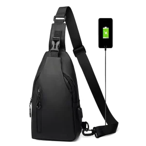 Custom Waterproof USB Charging Sport Crossbody Sling Outdoor Large capacity Travel Male Anti Theft Chest Bag