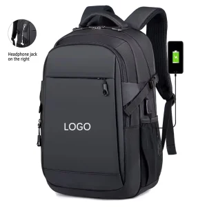 Custom logo Business 15.6 Inch Leather Sac a dos Travel Men USB Laptop Bag Type c Cable Fast Charging Backpack