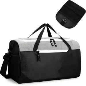 Custom logo Foldable Men’s Sports Gym Bag Lightweight Portable Weekend Gym Bag with Shoe Compartment
