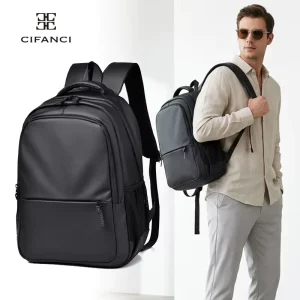 Custom logo High Quality Men’s Fashion Business Laptop Bag Waterproof Backpack PU Leather Business Laptop Backpacks With USB