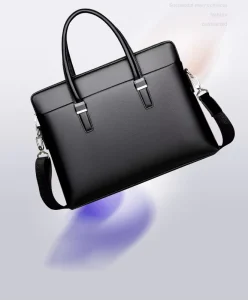 Custom logo Luxury Men’s PU Briefcase Laptop Tote Bags Classic Style with Zipper Closure for Office Use