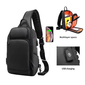 Custom logo Men’s Fashion Waterproof Business Sling Bag Shoulder Bag Chest Bag