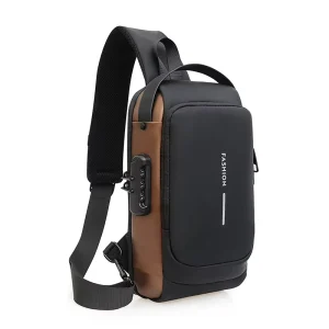 Custom logo Men’s Waterproof Anti Theft Chest Bag USB Satchel Lock Unisex Fashion Crossbody Bag Large Capacity Sling Bag