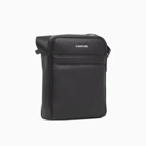 Custom logo Oem Odm Men Leather Crossbody Bag Fashion Business Laxury Black Full Grain Leather Crossbody Man Bag