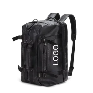 Custom logo PU Leather Men’s Backpacks High Quality Double Tote Shoulder Travel Luggage Backpack