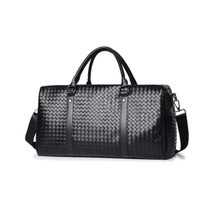Custom logo Pu Leather Travel Bag Luxury Woven Men Overnight Gym Bag Duffel Bag Sac De Voyage Homme