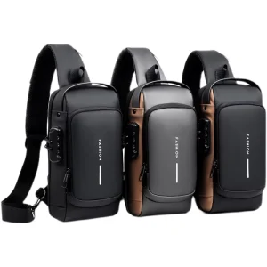 Custom logo Waterproof Anti Theft Fashion Travel Usb Charging Laptop Messenger Shoulder Crossbody Chest Sling Bag for Men