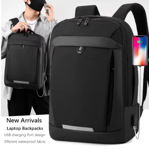 Custom logo Waterproof Nylon Men’s Computer School Bag Back Pack Expandable Reflective College Usb Travel Laptop Backpack