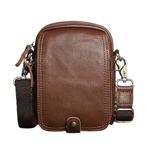 Customisable Men’s Genuine Leather Waist Belt Bag Messenger Crossbody Satchel for Phone Logo Decoration