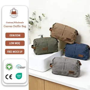 Customised Leather Canvas Hanging Toiletry Weekender Overnight Organizer Bags Multi Pocket Compartment Duffle Cosmetic Bag