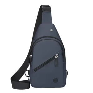 Customizable Fashion Korean style Men’s Chest Bag Simple Commuter Slung PU Zipper Waterproof Shoulder Travel Bag Multi layer