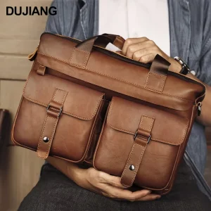 Customizable Genuine Leather Bag Laptop Business Office Executive Shoulder Leather Bag Handbag Men’s Briefcase