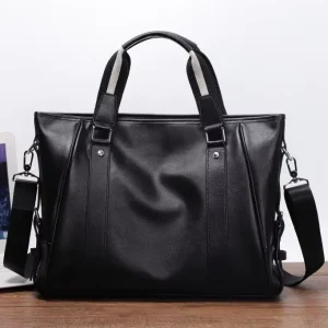Customizable Genuine Leather Men’s Business Crossbody Shoulder Messenger Bag with Zipper Closure Waterproof Handbag