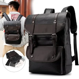 Customizable LOGO Retro Backpacks Outdoor Travel Multifunctional Laptop Backpack Men’s PU Leather Business Bag