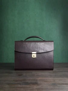 Customizable Logo Handmade Artisan Leather Luxury Genuine Cowhide Men Office Briefcase Simple Business Laptop Hand Bag