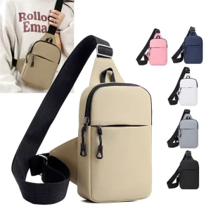 Customizable Logo Zipper Men’s Crossbody & Chest Bag Casual Fashionable Lightweight Mini Waterproof Portable