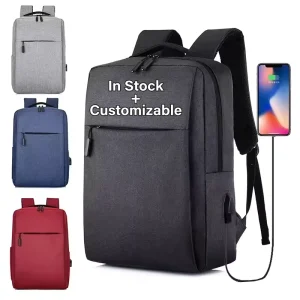 Customizable Men’s Business Laptop Backpack Large Capacity Students Bookbag Waterproof School Bag with USB Charging