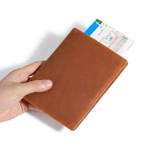 Customizable Men’s Genuine Leather RFID Protection Travel Wallet Passport Cover and Certificate Bag with Card Holder Wallets
