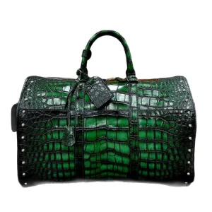 Customizable Men’s Handmade Patina Genuine Crocodile Leather Duffel Bag Luxury Designer Western Large Travel Weekender Bag