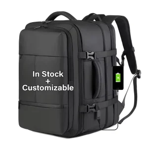 Customizable Men’s Laptop Backpack Waterproof Charging Large Capacity Black Wear Resistant Business Backpack with Usb