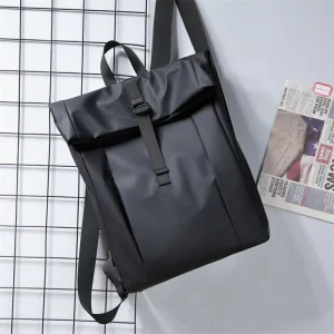 Customizable Men’s Large Capacity Roll Top Backpack Multifunctional Anti Theft Waterproof School Bag Polyester Open