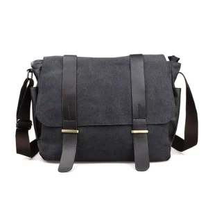 Customizable OEM Black Messenger Bag Men Waterproof Canvas Shoulder Messenger Bag for Men Outdoor