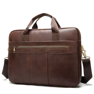 Customizable Retro Vintage Crossbody Briefcase Large Capacity Genuine Leather Bag for Men