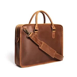 Customization Crazy Horse Genuine Leather Men’s Business Laptop Waterproof Lightweight Large Capacity Cotton