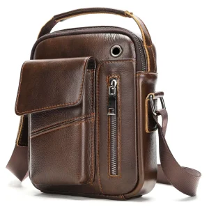 Customization Genuine Leather Messenger Bag for Men Retro Man Purse Crossbody Satchel Shoulder Bags for Work Business Travel