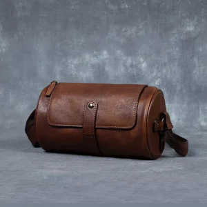 Customization2025 Vintage Men’s Crazy Horse Leather Crossbody Shoulder Bag Genuine Zipper Waterproof Durable Outdoor