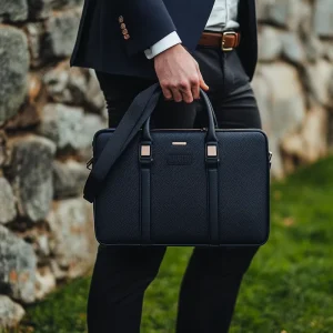 Customize Handmade Men’s Blue Business Briefcase Leather Laptop Bag Men’s Handbag