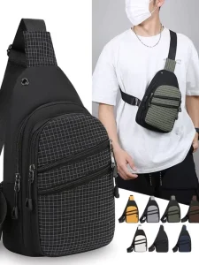 Customize LOGO Men’s Lightweight Nylon Casual Chest Bag Fanny Pack Running Pouch