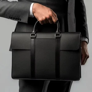 Customize Manufacture Men’s Black Leather Business Bag Leather Computer Handbag Briefcase for Men