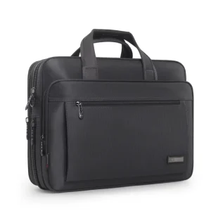 Customized Black 17.5 Inch Laptop Bag for Men Durable Oxford Business Document Briefcase with Handle Closure