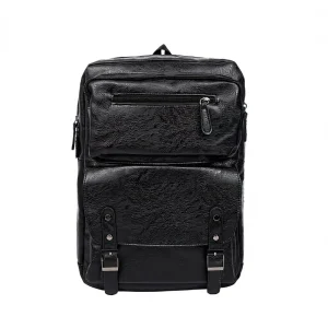 Customized Business Black PU Men’s Backpack High Quality Waterproof Leisure Large Capacity Laptop Bag