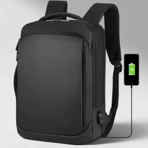 Customized Business Letter Pattern Waterproof Oxford Laptop Backpack with Anti Theft USB Port