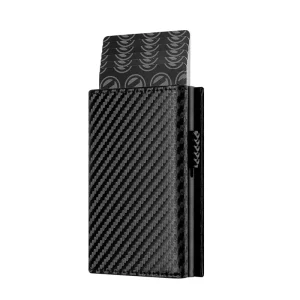 Customized Cross-border Men’s Wallet Magnetic Suction Ultra-thin RFID Aluminum Frame Double Fold Wallet Carbon Fiber Wallet