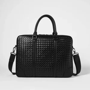 Customized Designer Men’s Black Genuine Leather Laptop Briefcase Business Travel Work Office Travel Handbag Luxury Crossbody Bag