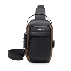 Customized Fashion Men’s Outdoor Waterproof PU Zipper Large Capacity Chest Bags All Seasons Model 75 1