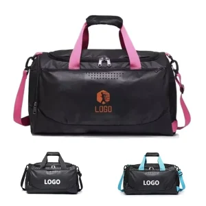 Customized Gym Bag Female Waterproof Travel Duffle Bag Men’s Workout Bag Adjustable Strap in Black