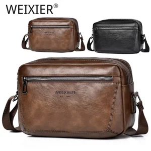Customized LOGO Large Capacity Waterproof Vintage Fashion Business Handbag Work Travel Portable PU Leather Zipper Closure Men’s