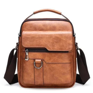 Customized LOGO PU Leather Fashion Casual Men’s Waterproof Lightweight Mini Size Messenger Cross Body Shoulder Bag