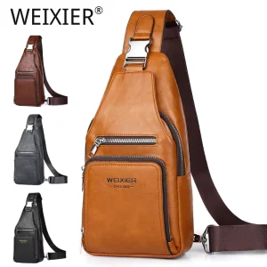 Customized LOGO Retro Fashion PU Leather Office Portable Crossbody Bag Travel Large Capacity Multi Pocket Men’s Shoulder Bag