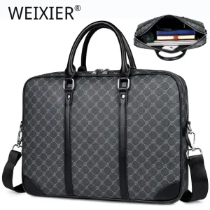 Customized LOGO Simple Casual PU Briefcase Office Travel Large Capacity Adjustable Shoulder Strap Men’s Shoulder Bag Handbag